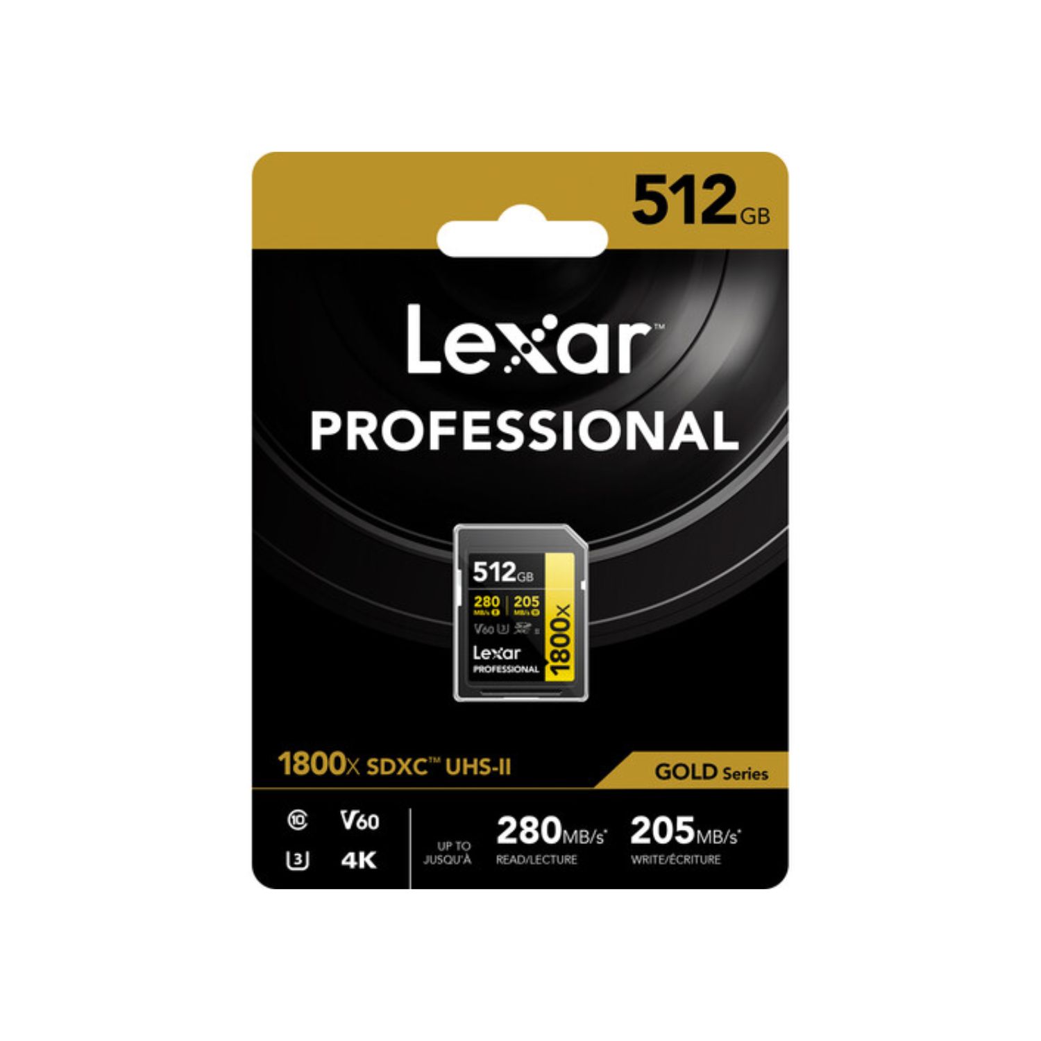 Lexar 512GB SDXC UHS-II V60 1800x Gold Series Memory Card 4K UHD